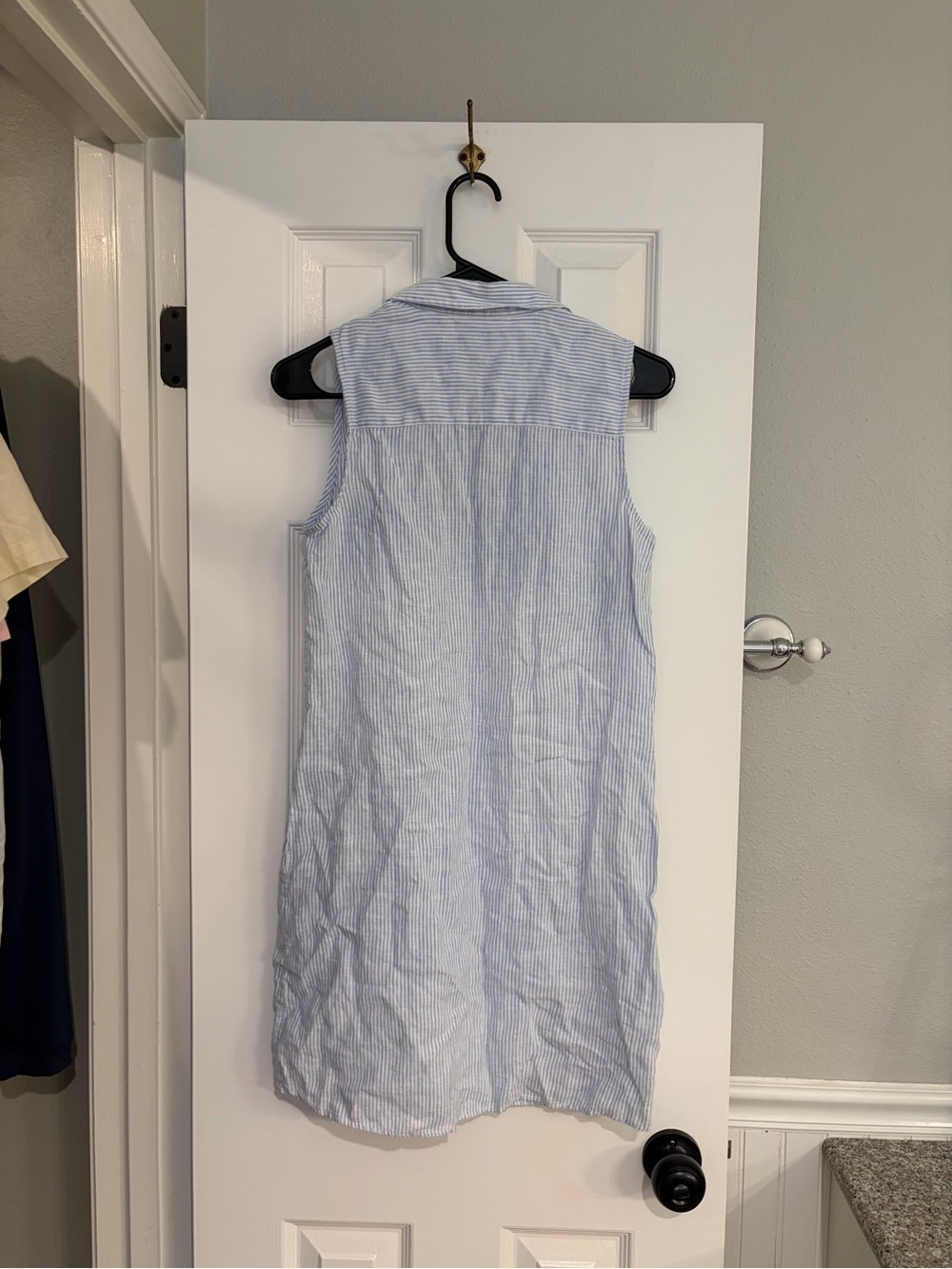 UNTUCKit Lydia Linen Shirt Dress Blue White Size 2 - Picture 7 of 7